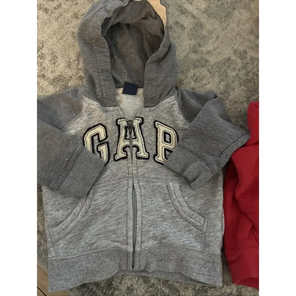 Baby Gap Red Logo Hoodie And Grey Zip Up Hoodie 12-18mo